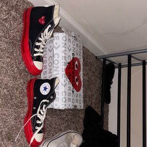 Converse Black and Red Heart High-Tops